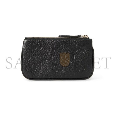 GUCCI GG GG EMBLEM ZIP KEY CASE 815891AAEEM1000 (12*7.5cm)
