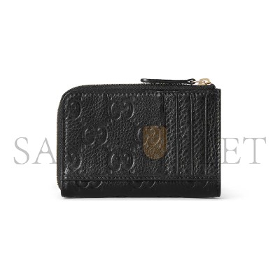 GUCCI GG EMBLEM ZIP CARD CASE 815936AAEEM1000 (13*8.5*3cm)