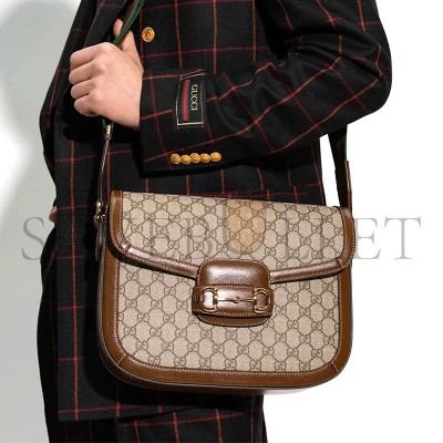 GUCCI HORSEBIT 1955 CANVAS WITH LEATHER SHOULDER BAG 700457HUHHG8565 (30*21*7.5cm)