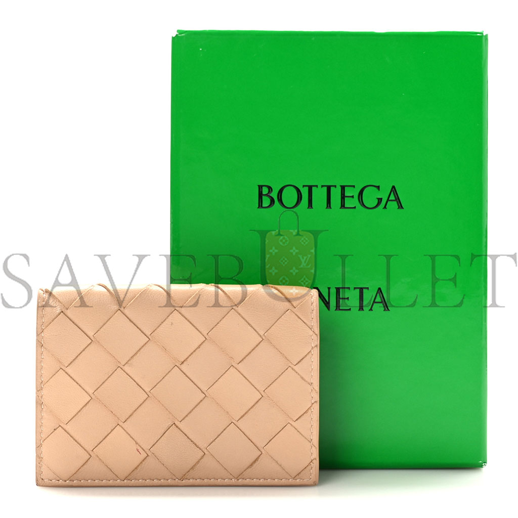 BOTTEGA VENETA NAPPA INTRECCIATO CARD HOLDER ALMOND (11*8cm)