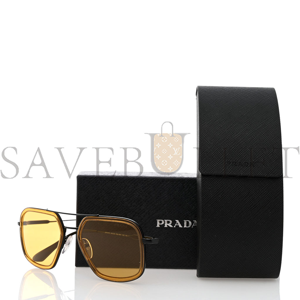 PRADA AVIATOR SUNGLASSES SPR 57X BLACK YELLOW PRADA AVIATOR SUNGLASSES SPR 57X BLACK YELLOW