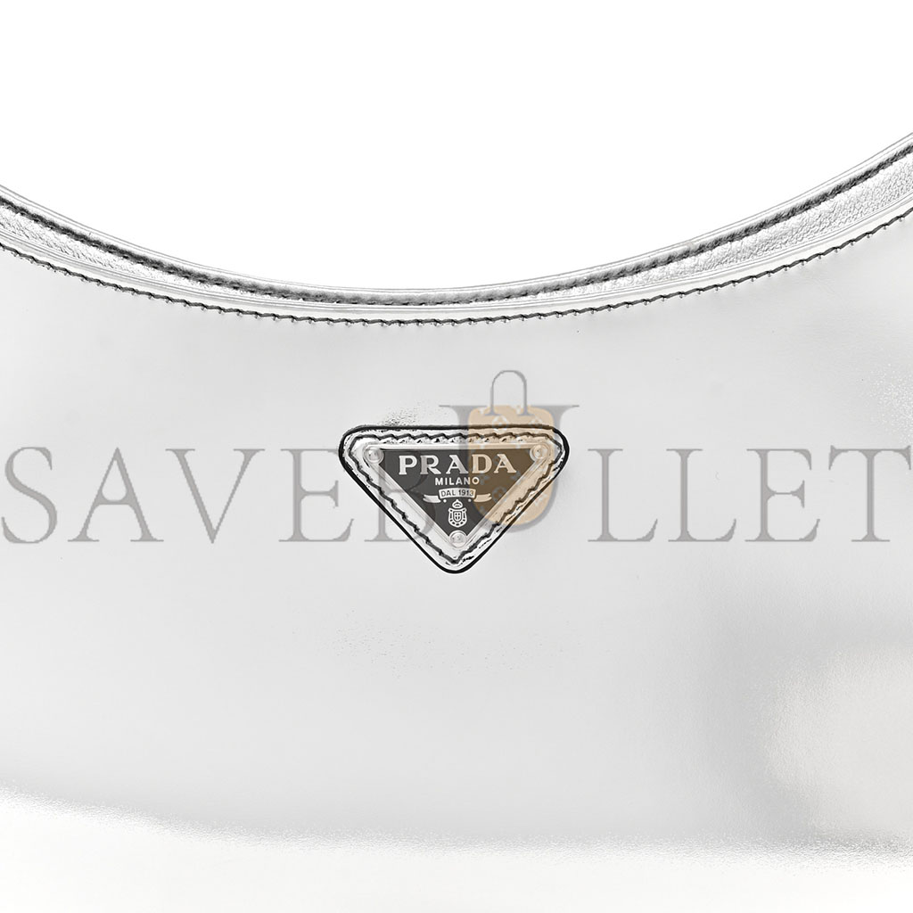 PRADA METALLIC SPAZZOLATO CLEO SHOULDER BAG ARGENTO (28*18*5cm)