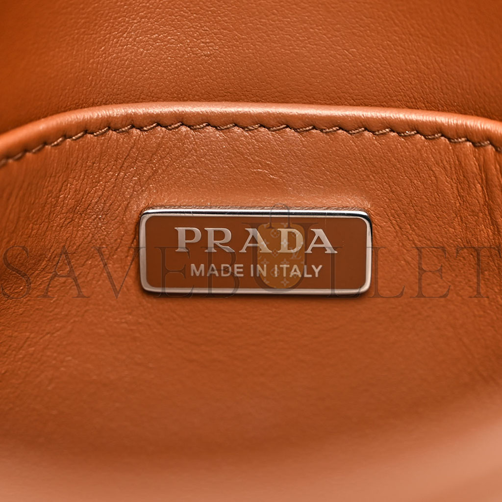 PRADA SPAZZOLATO CLEO FLAP SHOULDER BAG TOBACCO (24*21*6cm)