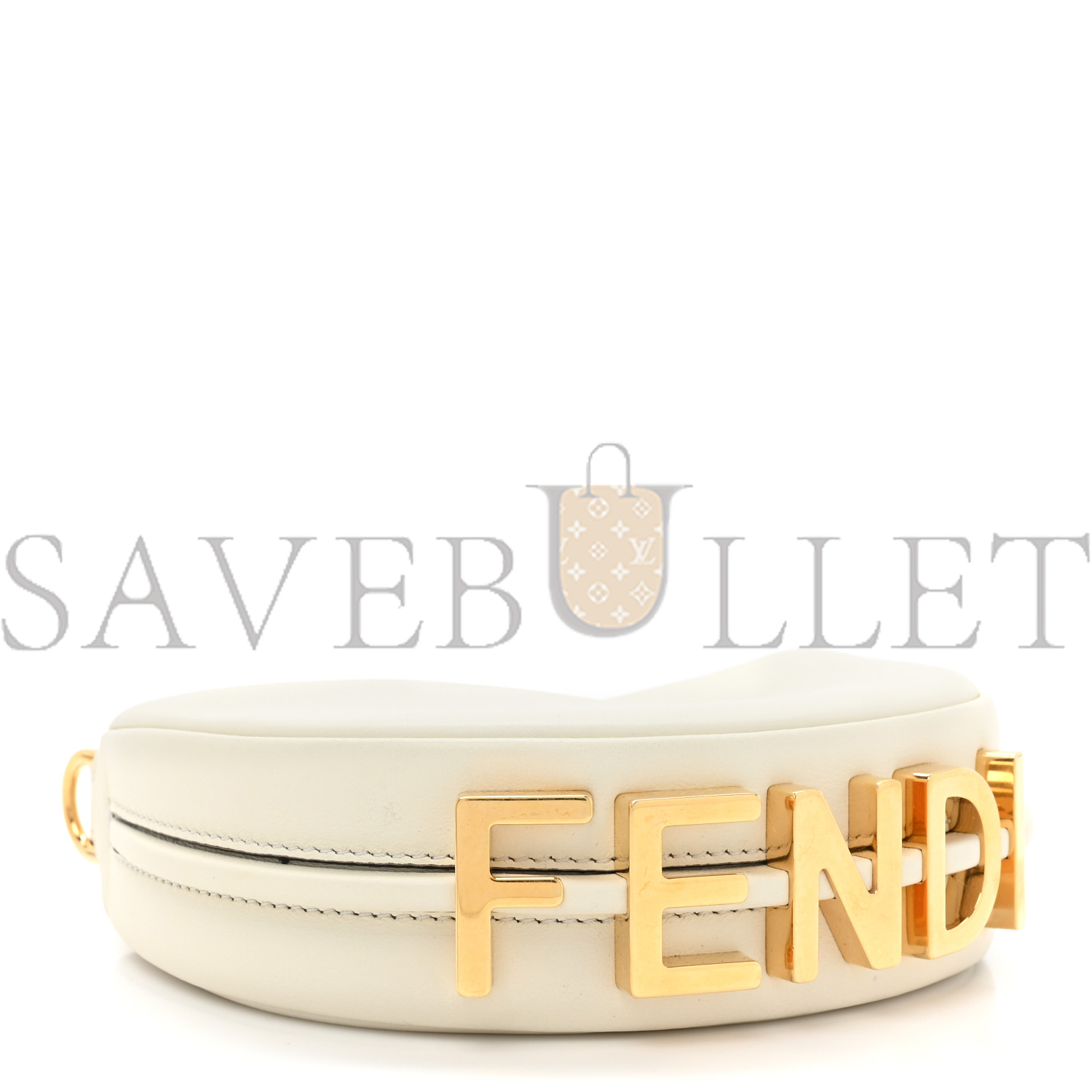 FENDI VITELLO GRACE MATTE NANO FENDIGRAPHY HOBO CHARM WHITE ICE (15*11*5cm)