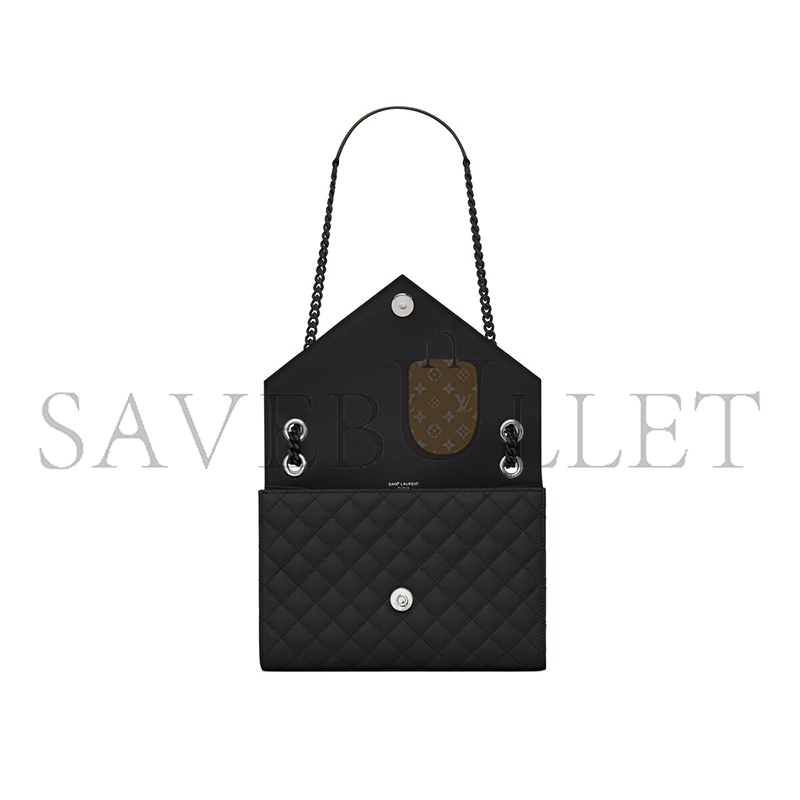 YSL ENVELOPE MEDIUM IN QUILTED GRAIN DE POUDRE EMBOSSED LEATHER 600185BOW981000 (24*17.5*6cm)