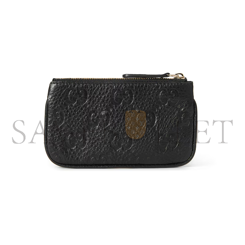 GUCCI GG GG EMBLEM ZIP KEY CASE 815891AAEEM1000 (12*7.5cm)