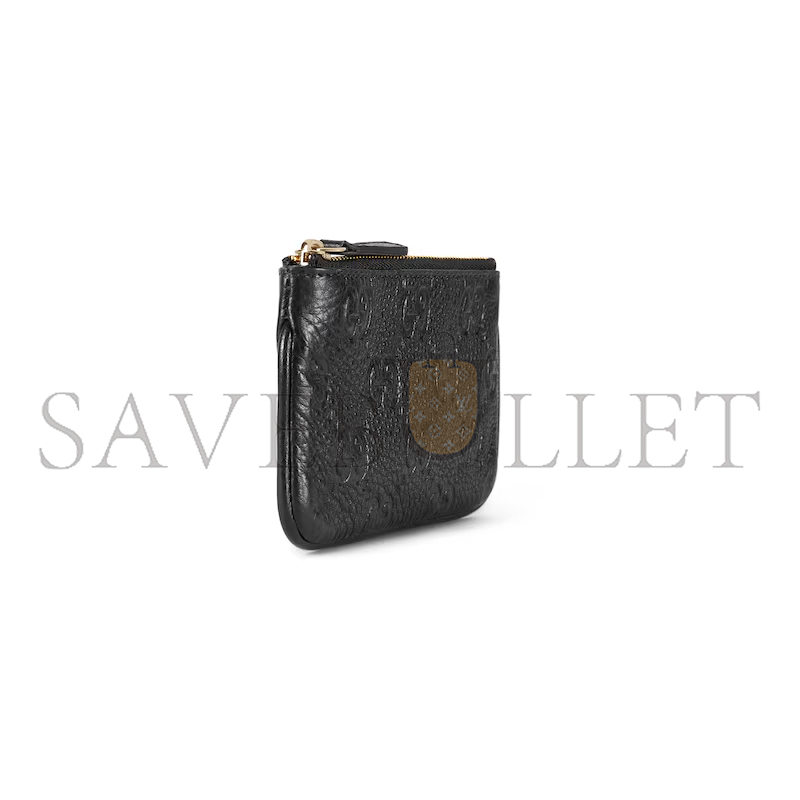 GUCCI GG GG EMBLEM ZIP KEY CASE 815891AAEEM1000 (12*7.5cm)