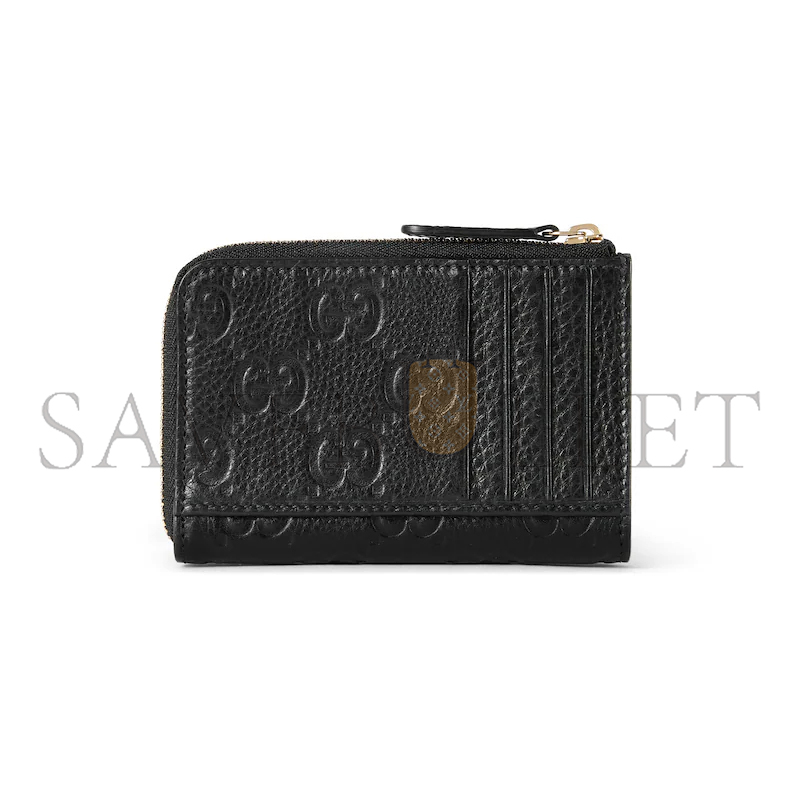 GUCCI GG EMBLEM ZIP CARD CASE 815936AAEEM1000 (13*8.5*3cm)