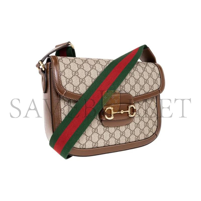 GUCCI HORSEBIT 1955 CANVAS WITH LEATHER SHOULDER BAG 700457HUHHG8565 (30*21*7.5cm)
