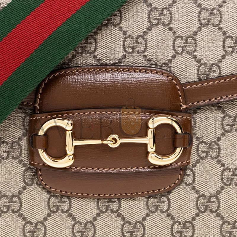 GUCCI HORSEBIT 1955 CANVAS WITH LEATHER SHOULDER BAG 700457HUHHG8565 (30*21*7.5cm)