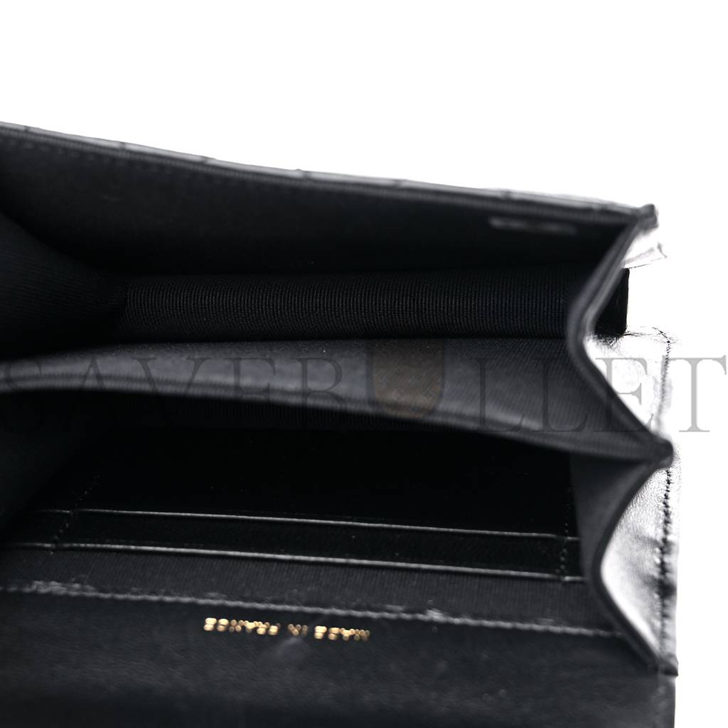 CHANEL LAMBSKIN QUILTED CHAIN TOP HANDLE CLUTCH WITH CHAIN BLACK GOLD HARDWARE (13*10*6cm) CHANEL LAMBSKIN QUILTED CHAIN TOP HANDLE CLUTCH WITH CHAIN BLACK GOLD HARDWARE (13*10*6cm)