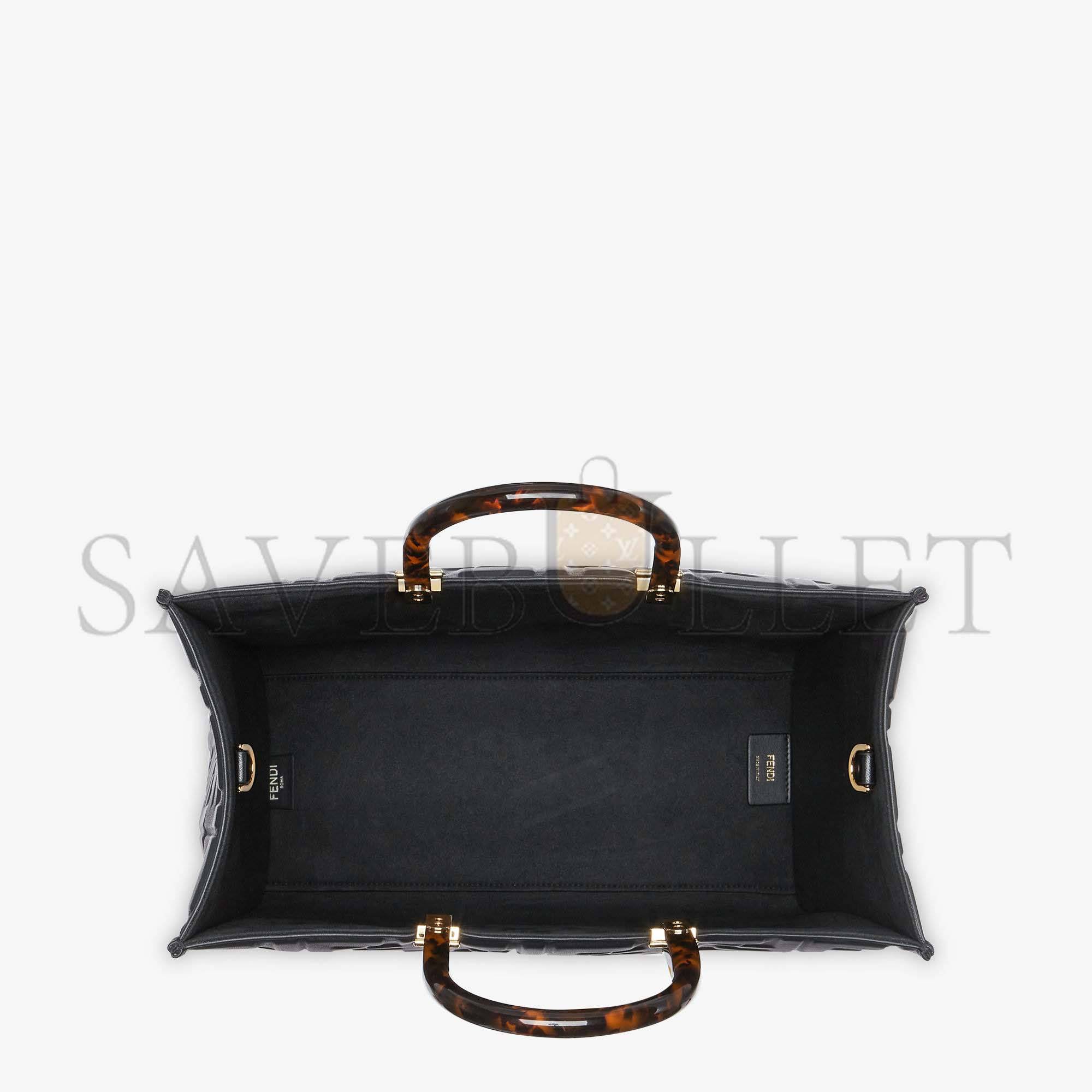 FENDI SUNSHINE MEDIUM - BLACK LEATHER SHOPPER 8BH386AMCVF0KUR (35*31*17cm)