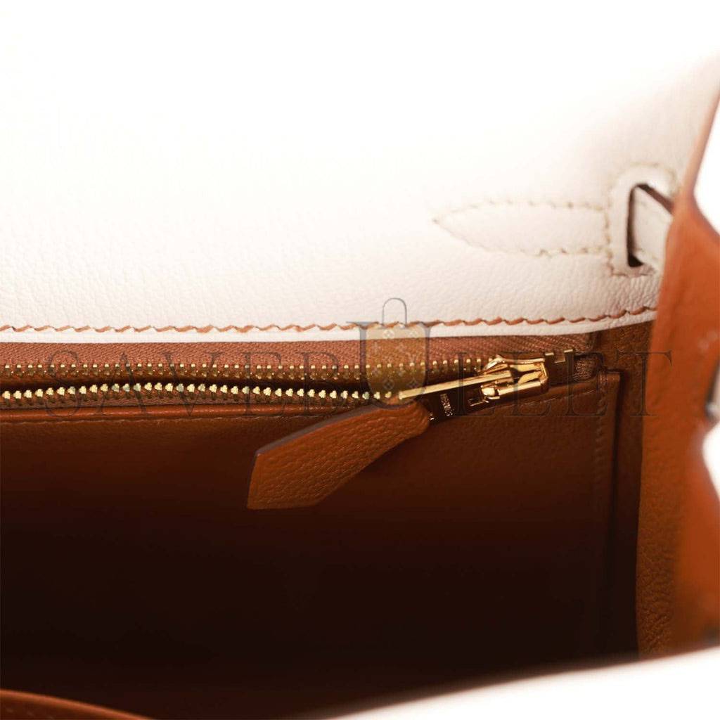 HERMES SPECIAL ORDER (HSS) KELLY SELLIER 25 NATA VERSO EPSOM BRUSHED GOLD HARDWARE HANDMADE (25*17*7cm)
