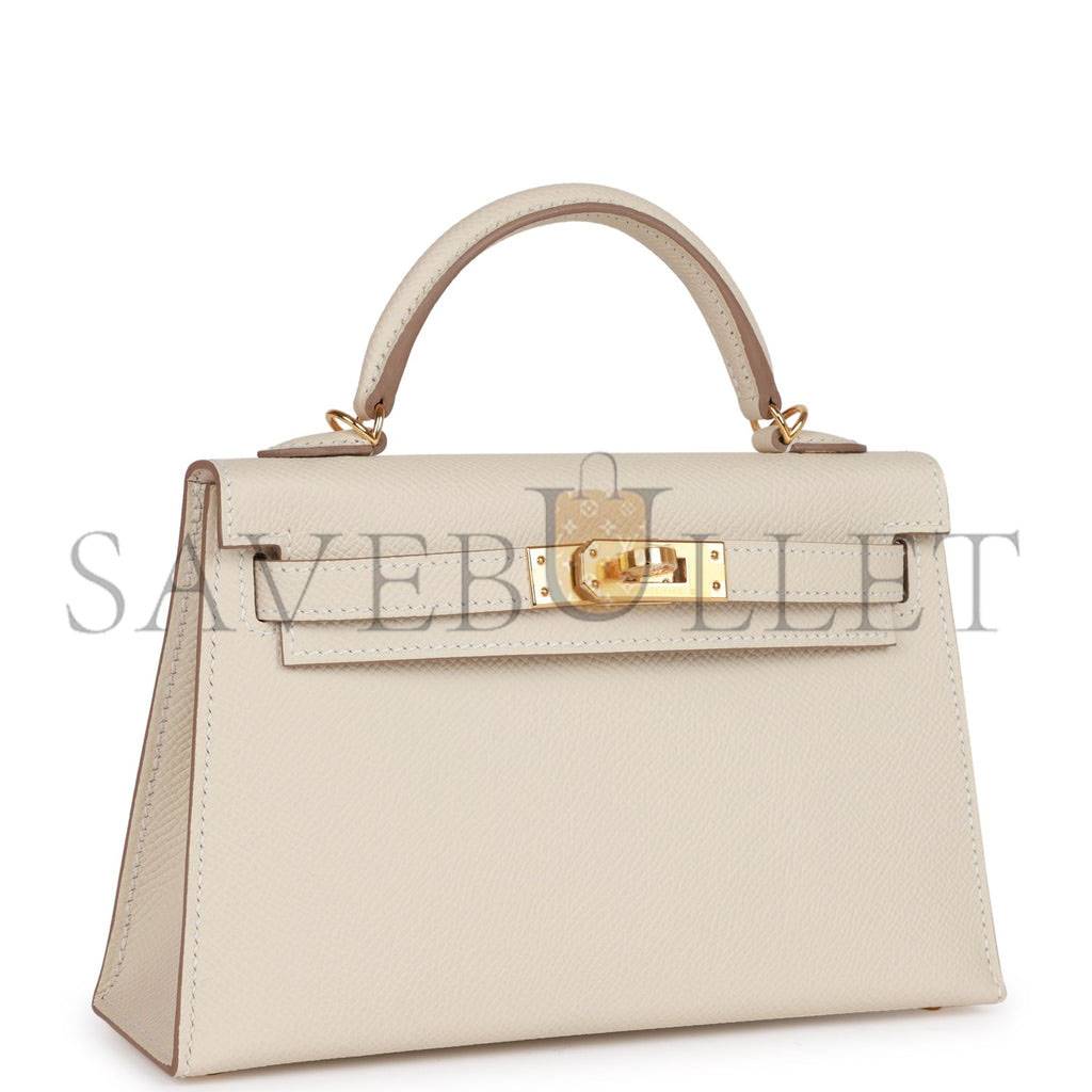HERMES MINI KELLY SELLIER 20 CRAIE EPSOM GOLD HARDWARE (19*12*5.5cm) HERMES MINI KELLY SELLIER 20 CRAIE EPSOM GOLD HARDWARE (19*12*5.5cm)