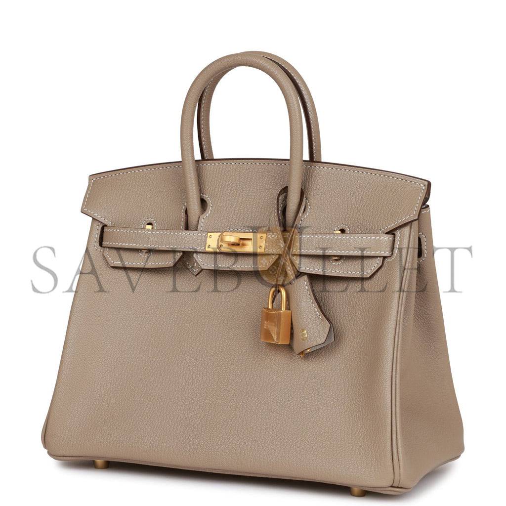 HERMES SPECIAL ORDER (HSS) BIRKIN 25 GRIS TOURTERELLE VERSO CHEVRE BRUSHED GOLD HARDWARE HANDMADE (25cm)