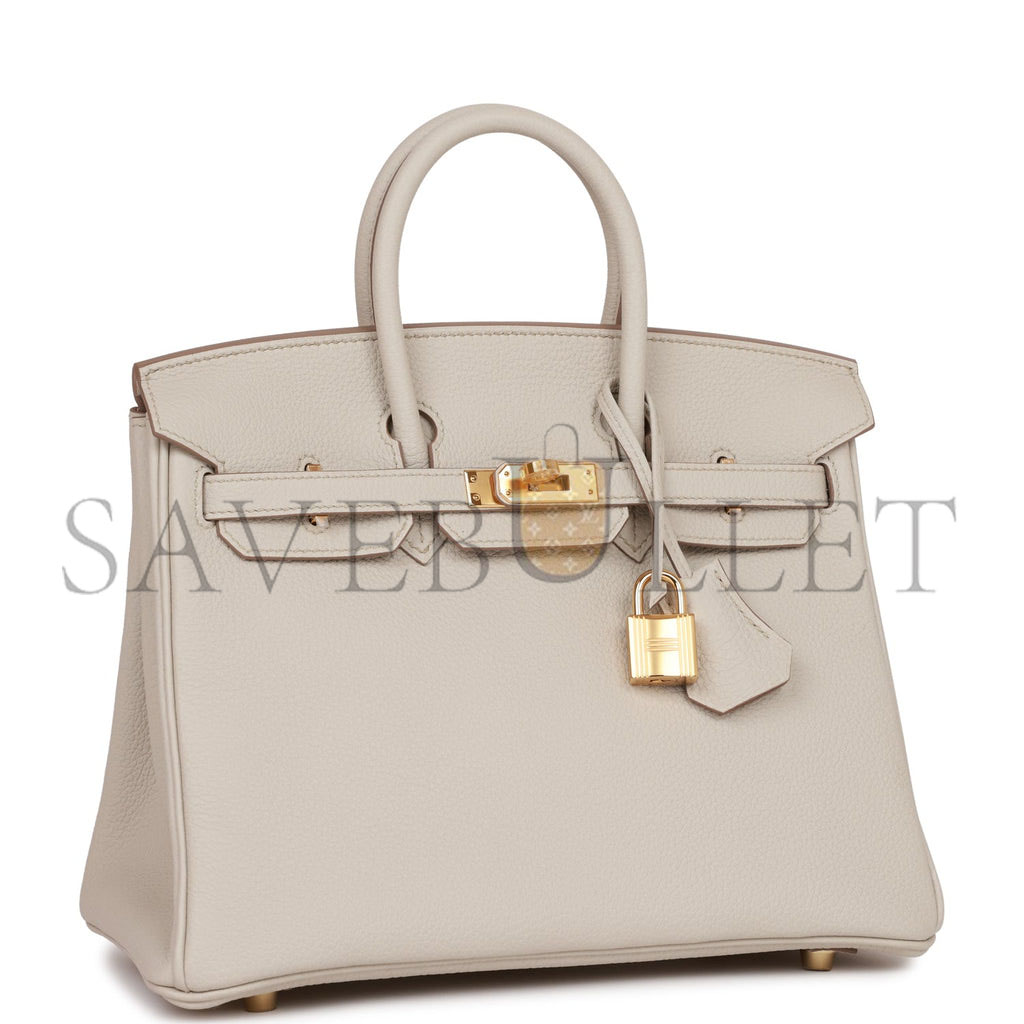 HERMES BIRKIN 25 BETON TOGO GOLD HARDWARE HANDMADE(25*19*12cm)