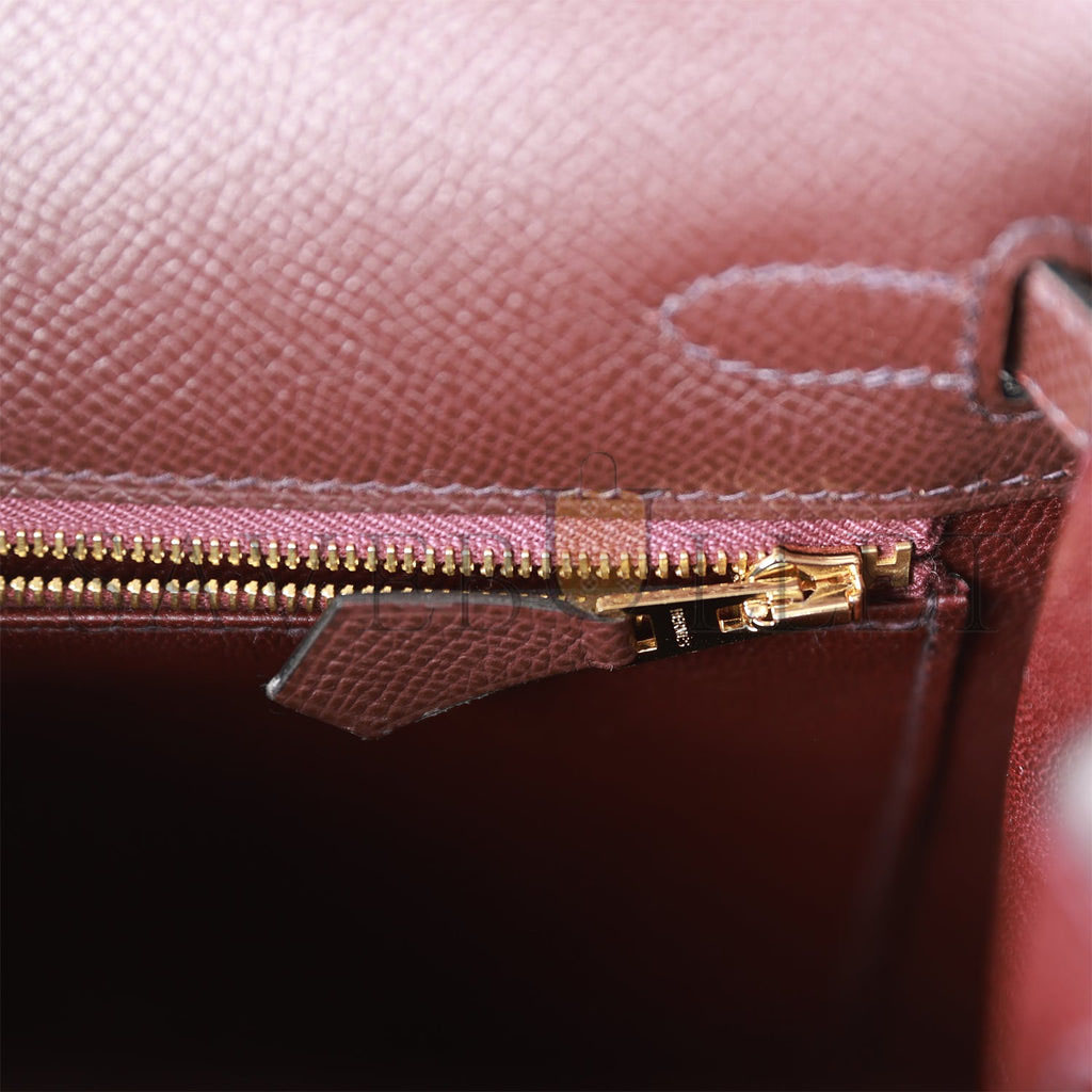 HERMES KELLY SELLIER 25 ROUGE SELLIER EPSOM GOLD HARDWARE HANDMADE  (25*17*7cm)