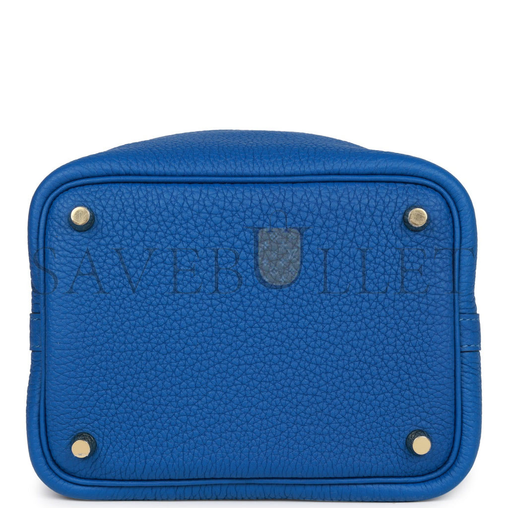 HERMES PICOTIN LOCK 18 BLEU FRANCE CLEMENCE GOLD HARDWARE (18*13*18cm) HERMES PICOTIN LOCK 18 BLEU FRANCE CLEMENCE GOLD HARDWARE (18*13*18cm)