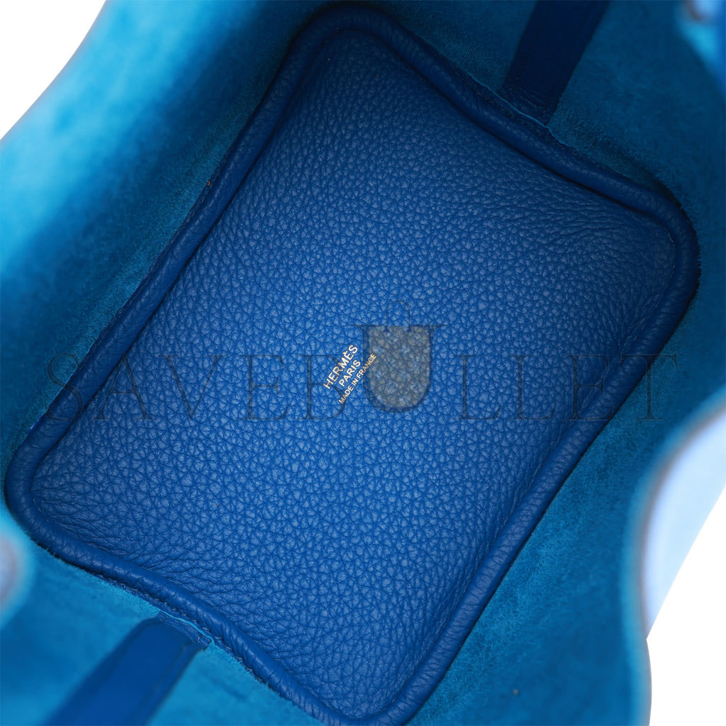 HERMES PICOTIN LOCK 18 BLEU FRANCE CLEMENCE GOLD HARDWARE (18*13*18cm) HERMES PICOTIN LOCK 18 BLEU FRANCE CLEMENCE GOLD HARDWARE (18*13*18cm)