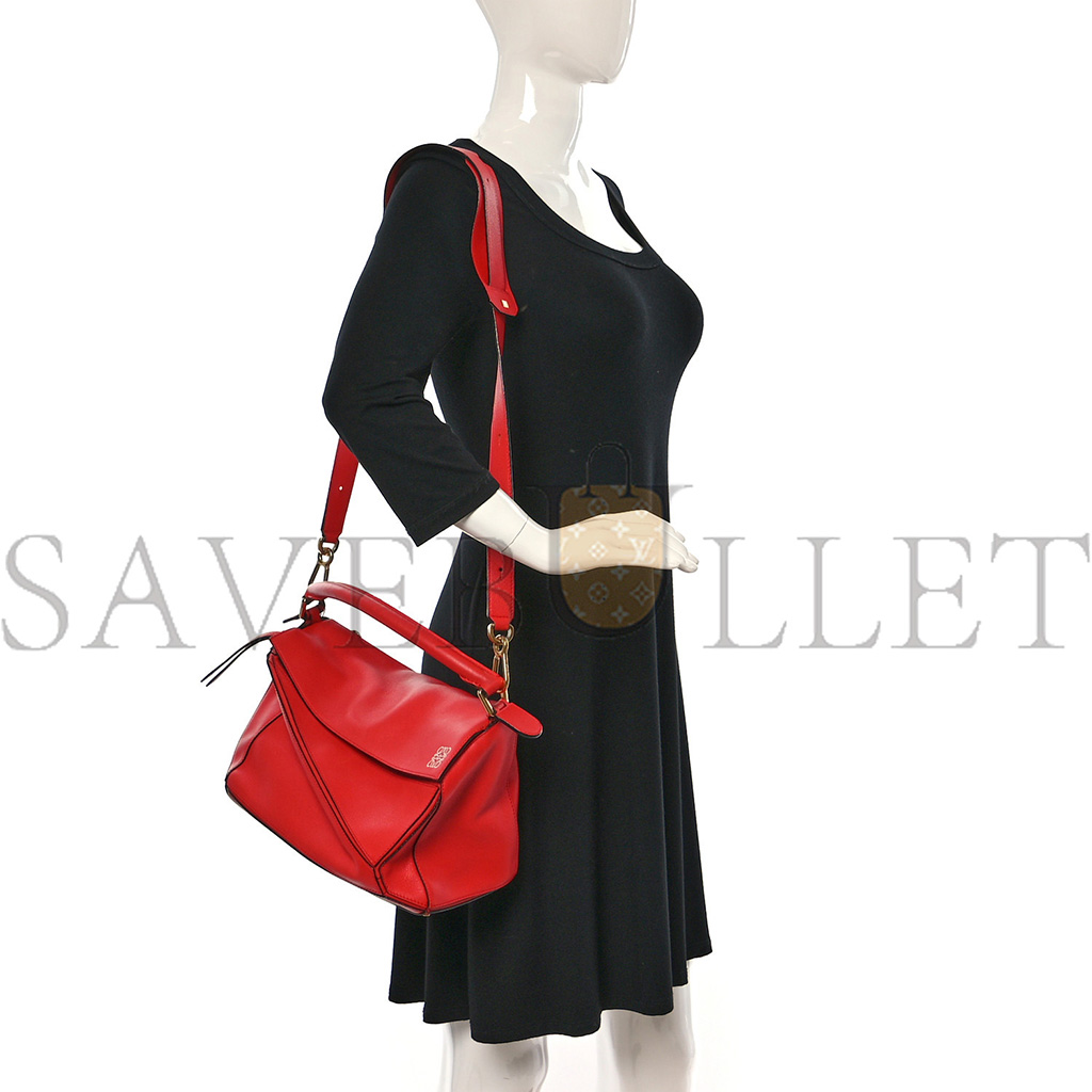 LOEWE CALFSKIN MEDIUM PUZZLE BAG SCARLET (29*19.5*14cm)