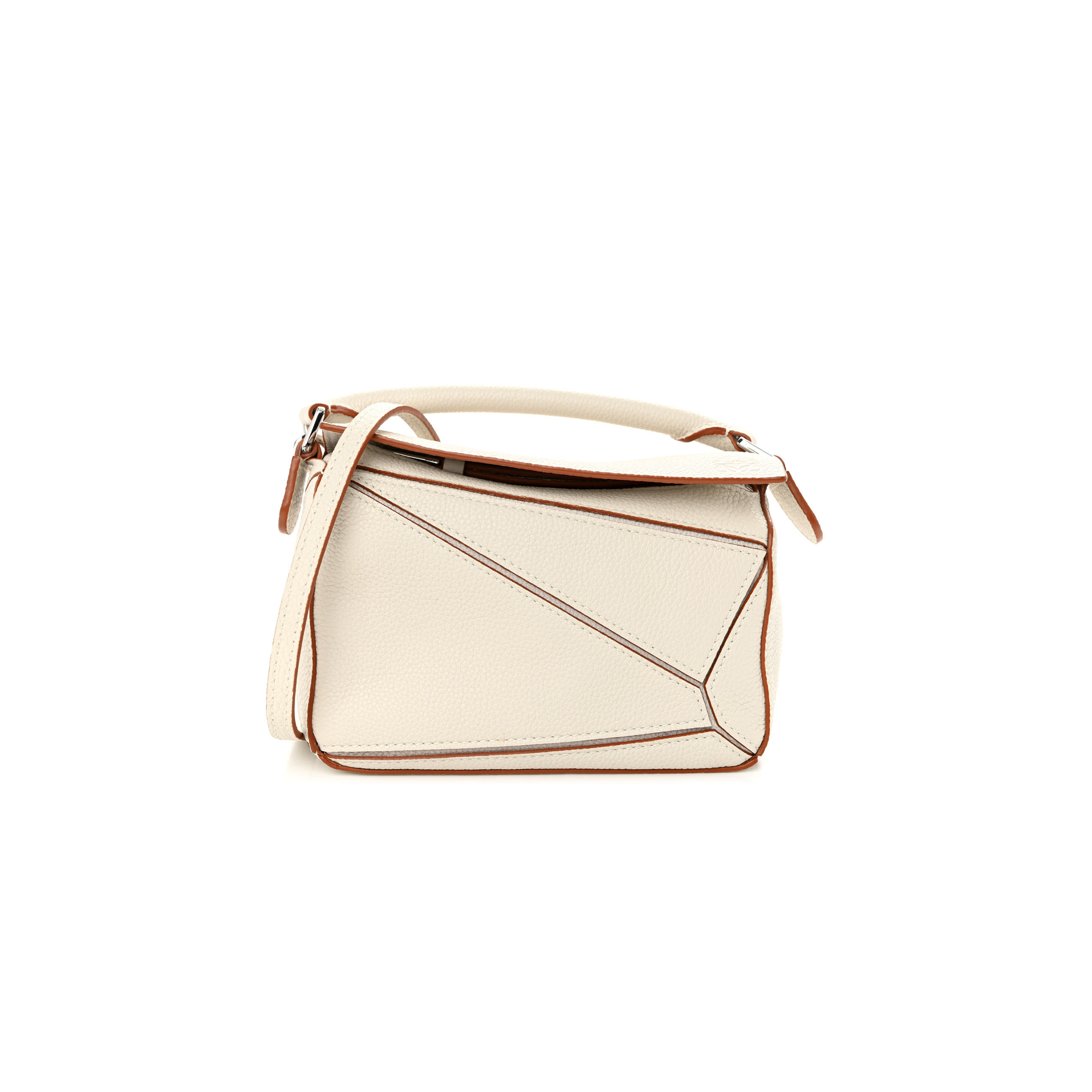 LOEWE CALFSKIN MINI PUZZLE BAG SOFT WHITE (18*12.5*8cm)