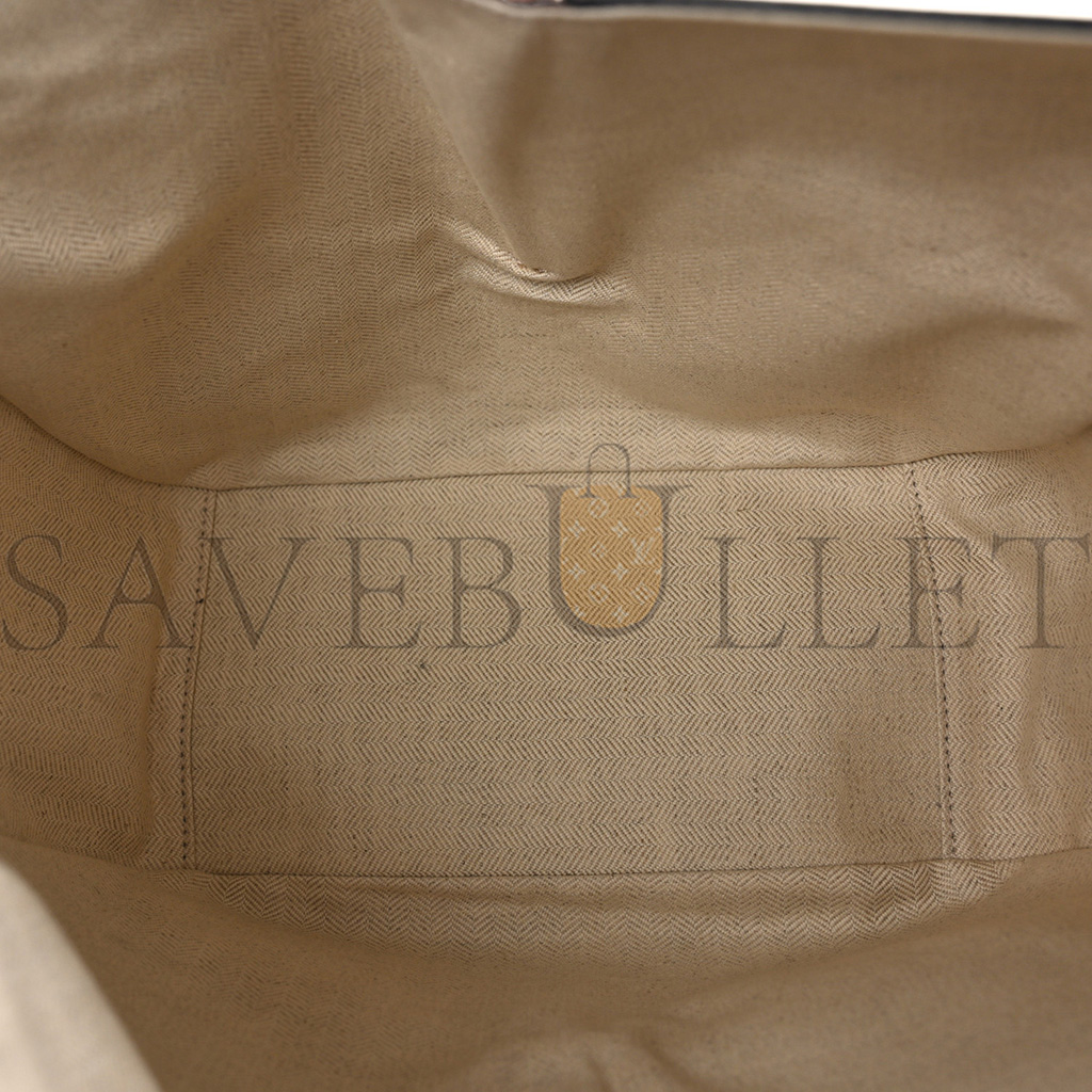 LOEWE CALFSKIN CANVAS ANAGRAM SMALL HAMMOCK SHOULDER BAG ECRU TAN (30*25*13.5cm)