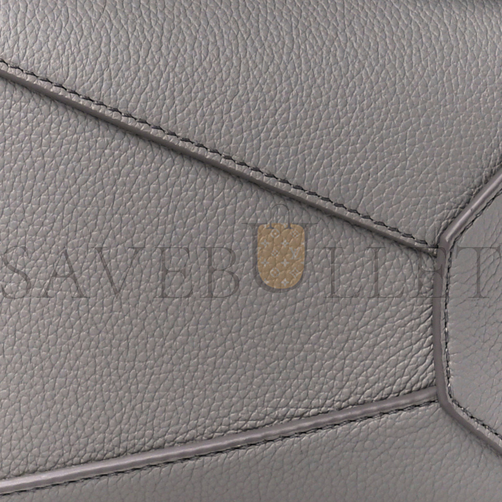 LOEWE SOFT GRAINED CALFSKIN SMALL PUZZLE EDGE BAG PEARL GREY (24*16.5*10.5cm)