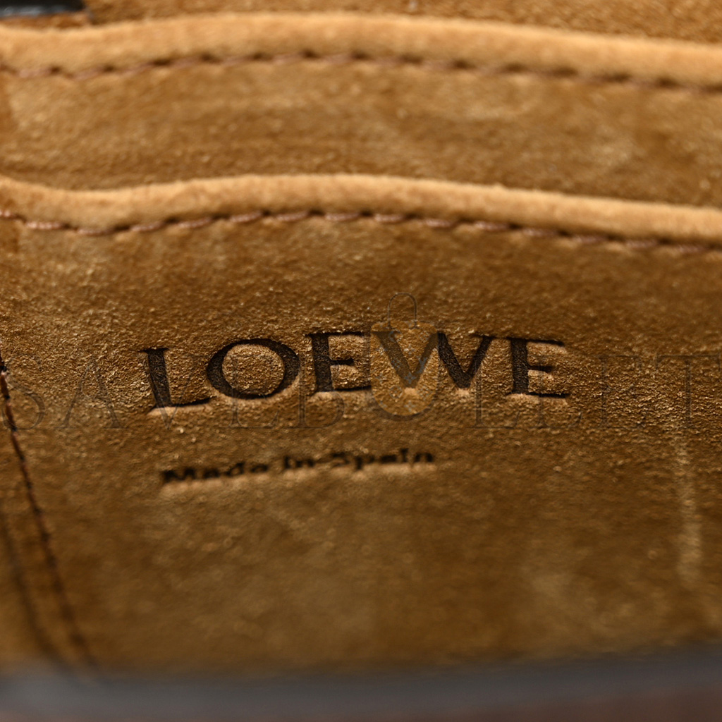 LOEWE CALFSKIN JACQUARD MINI GATE DUAL BAG CHOCOLATE (20*13*10cm)