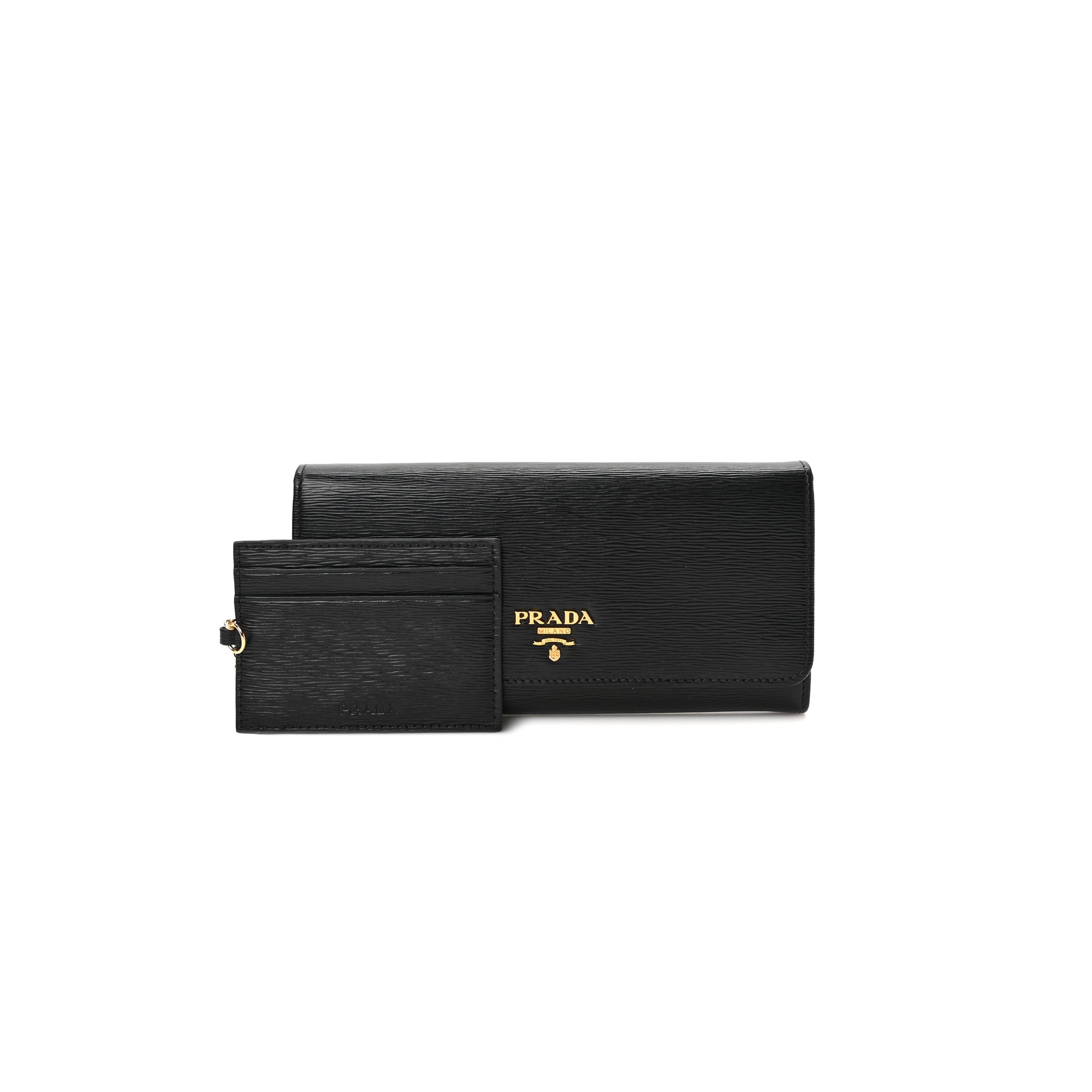 PRADA VITELLO MOVE CONTINENTAL FLAP WALLET BLACK (21*11*2cm)