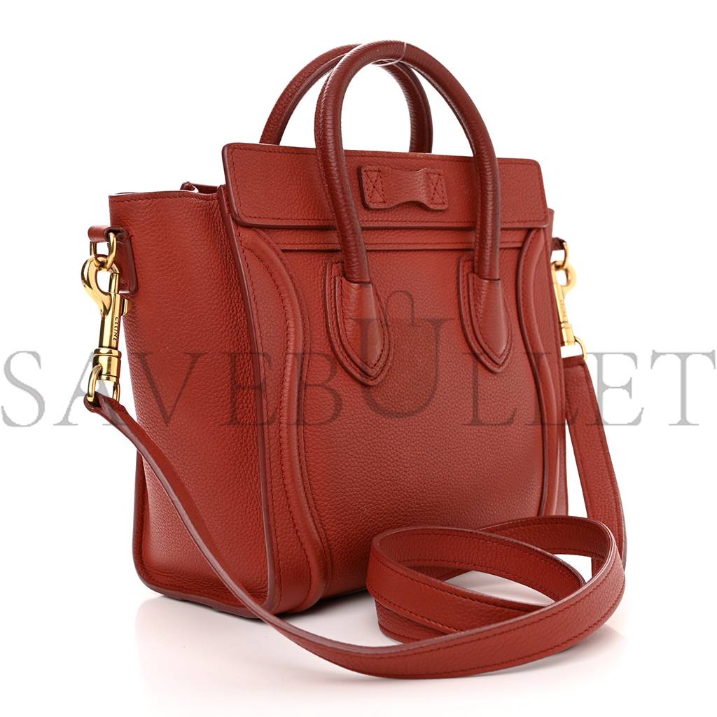 CELINE DRUMMED CALFSKIN NANO LUGGAGE RED (20*20*10cm)