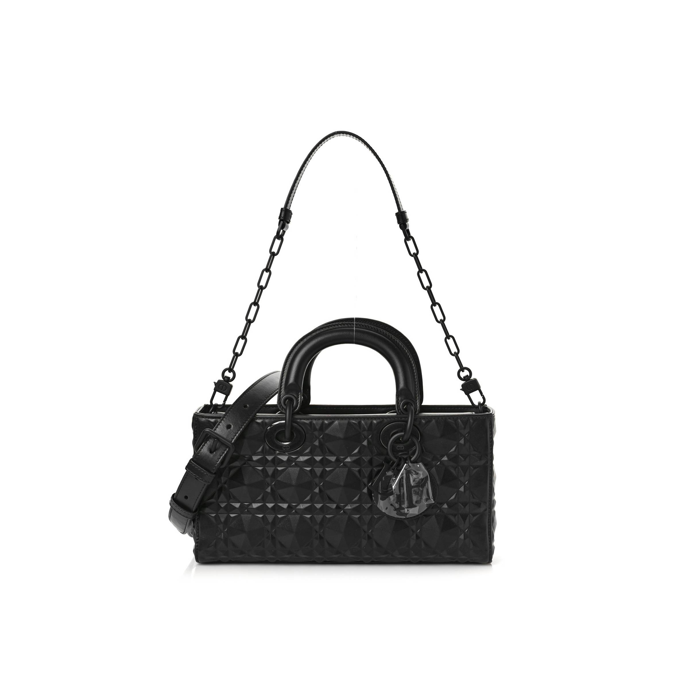 DIOR CALFSKIN CANNAGE DIAMOND MEDIUM LADY D-JOY BLACK (26*14*5.7cm)