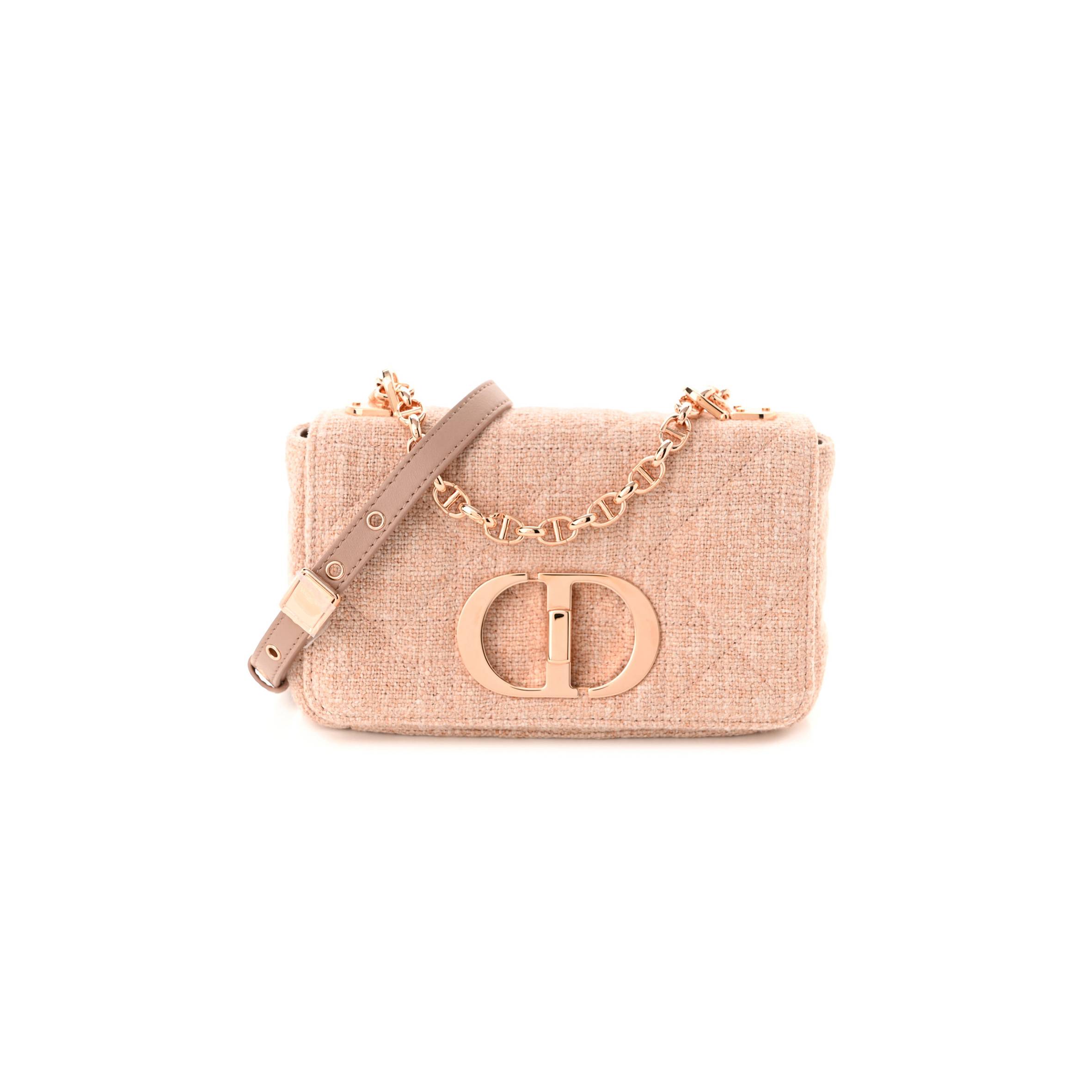 DIOR LINEN MACROCANNAGE SMALL CARO BAG ROSE (19*12*7.6cm)