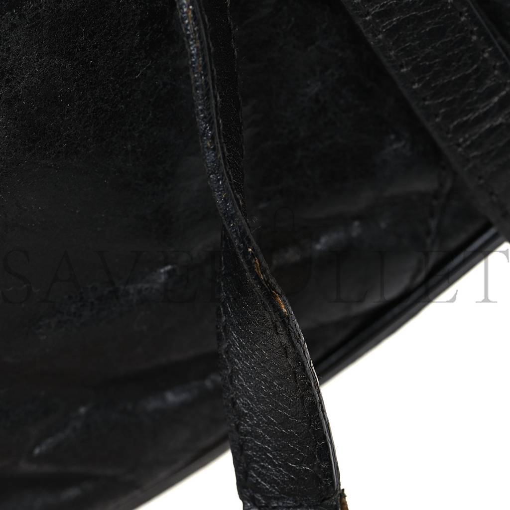 DIOR SHINY GOATSKIN SADDLE BAG BLACK (25*19*3.8cm)