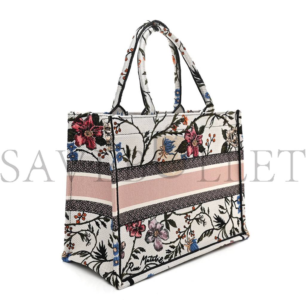 DIOR CANVAS EMBROIDERED MEDIUM ROSA MUTABILIS BOOK TOTE MULTICOLOR (36*27*16.5cm) DIOR CANVAS EMBROIDERED MEDIUM ROSA MUTABILIS BOOK TOTE MULTICOLOR (36*27*16.5cm)