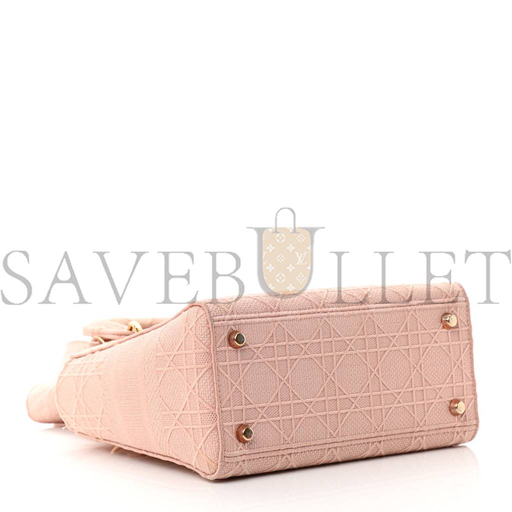 DIOR CANVAS EMBROIDERED CANNAGE MEDIUM LADY D-LITE PINK (23*20*11.4cm)