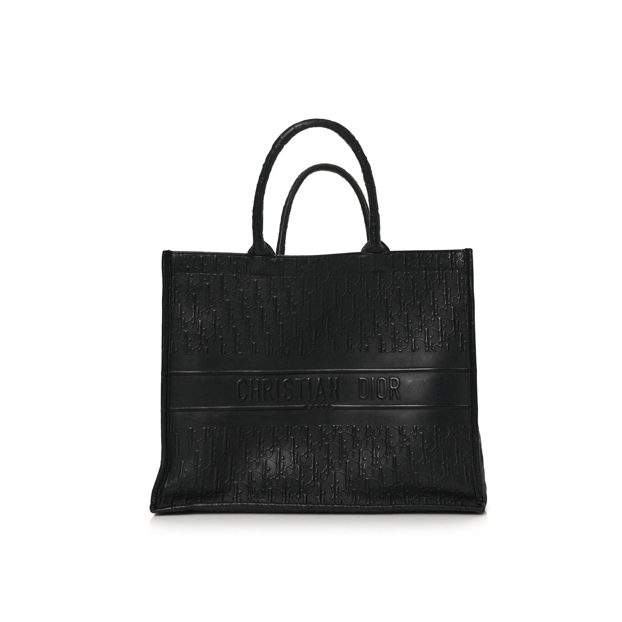 DIOR OBLIQUE CALFSKIN EMBOSSED LARGE BOOK TOTE BLACK (42*34*18.4cm)