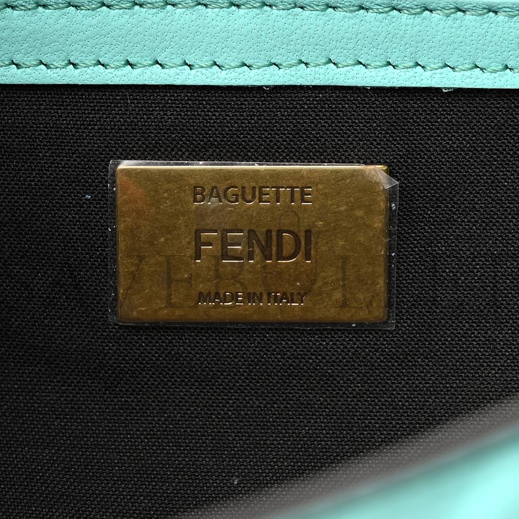 FENDI NAPPA FF 1974 EMBOSSED BAGUETTE SPRING TURQUOISE (25*15*5cm)